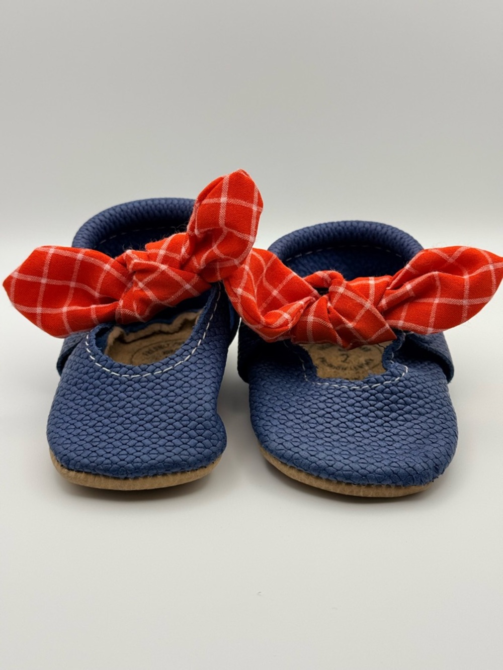 Freshly Picked Navy Blue Mary Jane Baby Shoes with Red Bow